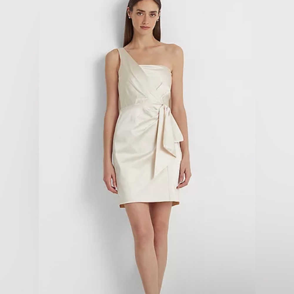 Lauren Ralph Lauren Women's Satin One-Shoulder Cocktail Dress Sz 2 ( black label